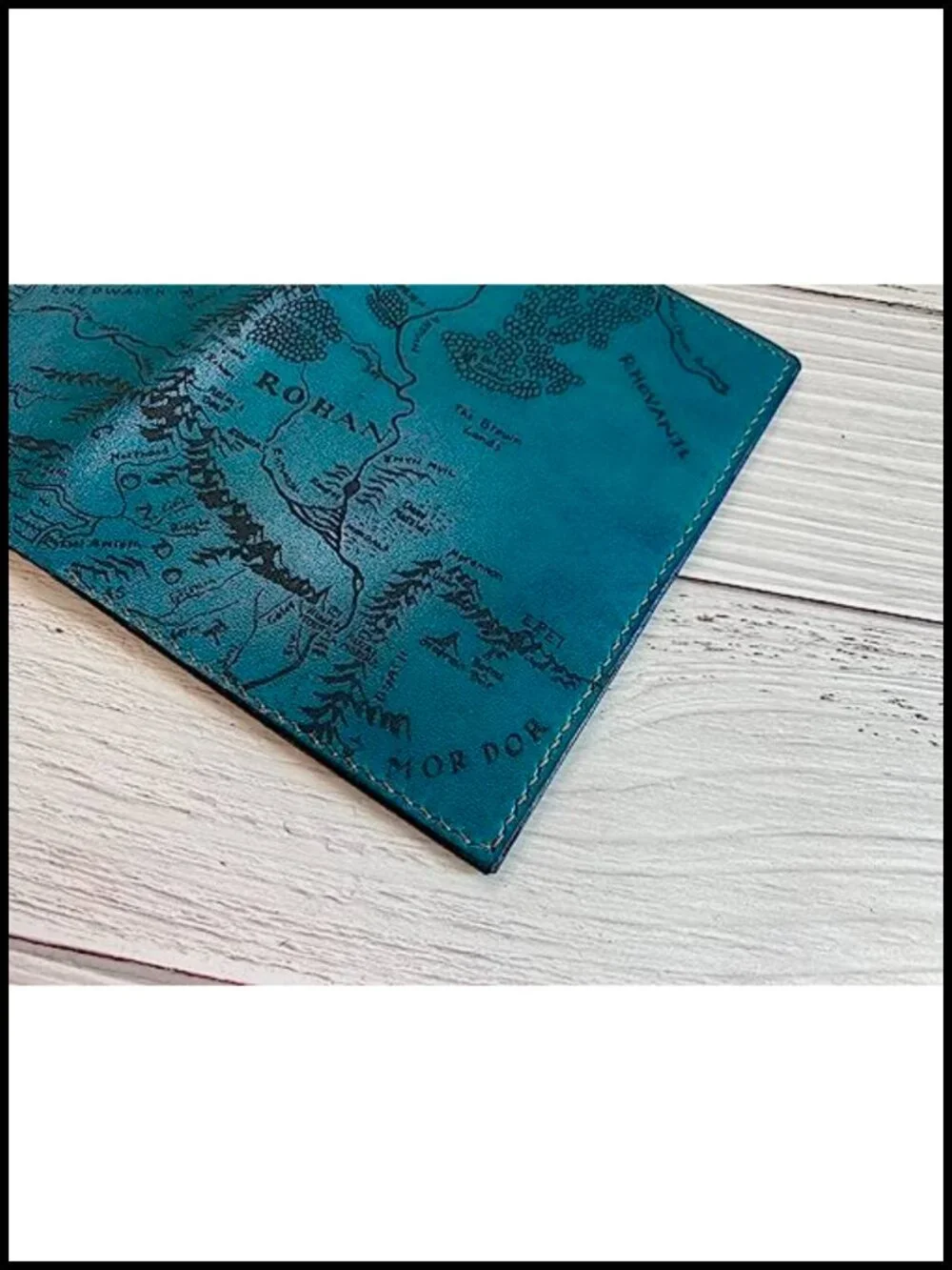 Handmade Genuine Leather Passport Wallet with Map Design, 4 Pockets, Travel